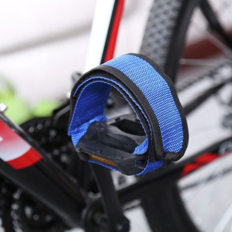 BICYCLE LIGHTWEIGHT ANTI-SLIP DOUBLE ADHESIVE STRAP PEDAL TOE CLIP BELT (BLUE)