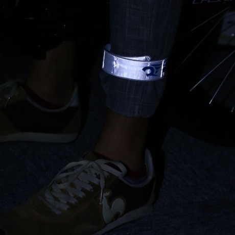 ROBESBON BICYCLE REFLECTIVE TAPE BIND PANT LEG BAND NIGHT WARNING STRAP (SILVER)