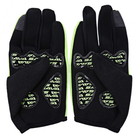 SAVA PAIRED SHOCK-ABSORBING FOAM PAD FULL FINGER BIKE GLOVE (GREEN, SIZE S/M/L/XL)