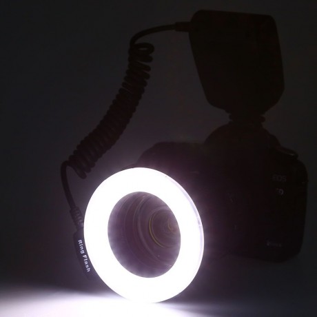 RF550 MACRO LED RING FLASH WITH LCD DISPLAY POWER CONTROL FOR CANON NIKON DSLR CAMERAS (BL