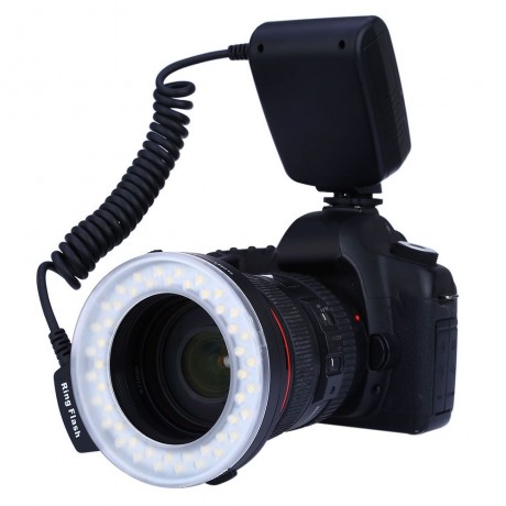 RF550 MACRO LED RING FLASH WITH LCD DISPLAY POWER CONTROL FOR CANON NIKON DSLR CAMERAS (BL