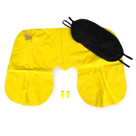 3PCS ESSENTIAL MULTIFUNCTION INFLATABLE PILLOW EYESHADE (YELLOW)