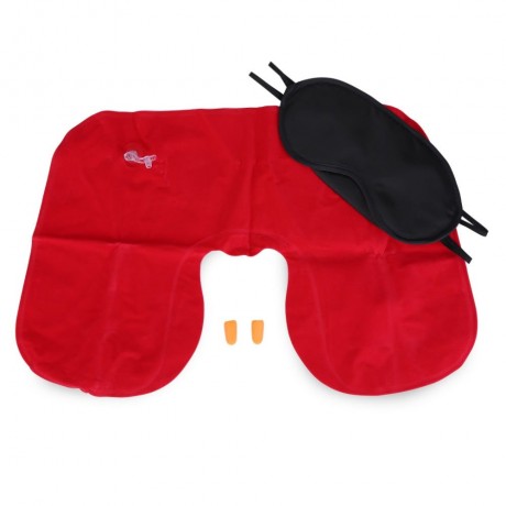 3PCS ESSENTIAL MULTIFUNCTION INFLATABLE PILLOW EYESHADE (RED)