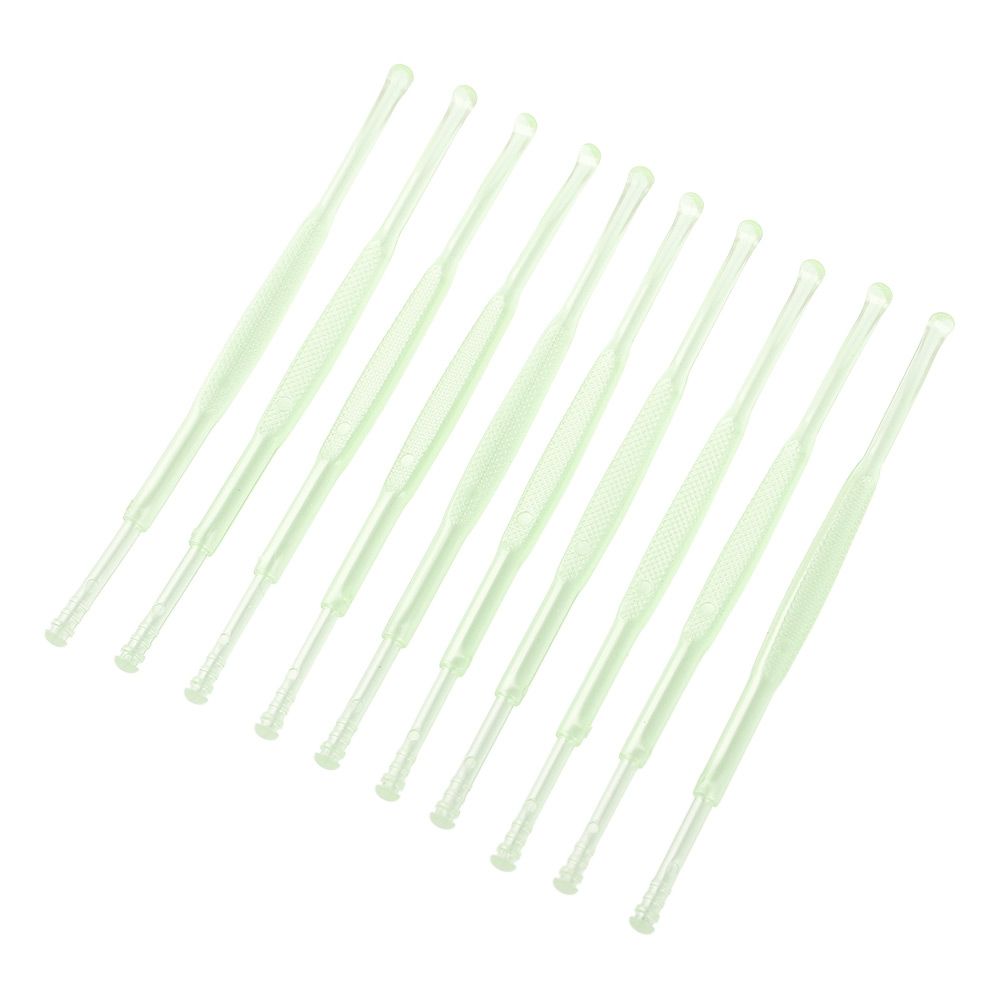10PCS PLASTIC TWO ENDS REMOVER CLEANER CARE TOOL EARPICK (GREEN)