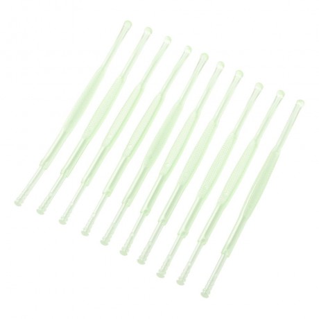 10PCS PLASTIC TWO ENDS REMOVER CLEANER CARE TOOL EARPICK (GREEN)