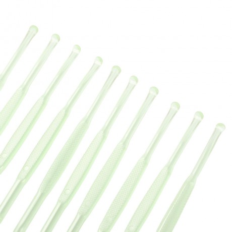 10PCS PLASTIC TWO ENDS REMOVER CLEANER CARE TOOL EARPICK (GREEN)