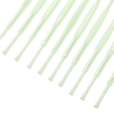10PCS PLASTIC TWO ENDS REMOVER CLEANER CARE TOOL EARPICK (GREEN)