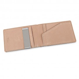 OPEN HORIZONTAL PU LEATHER SHORT HARD MONEY CLIP FOR MEN WOMEN (COFFEE)