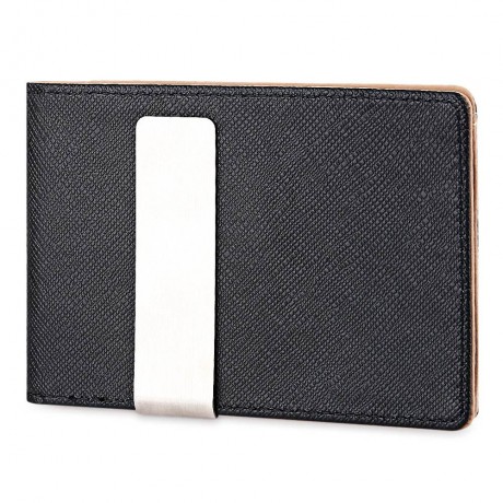 OPEN HORIZONTAL PU LEATHER SHORT HARD MONEY CLIP FOR MEN WOMEN (COFFEE)