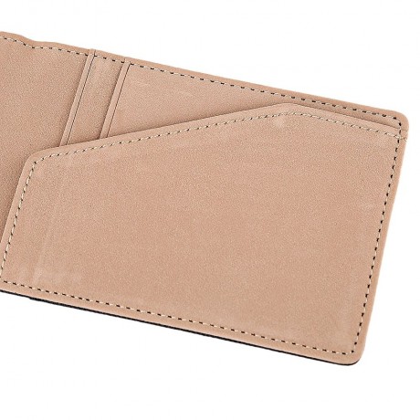 OPEN HORIZONTAL PU LEATHER SHORT HARD MONEY CLIP FOR MEN WOMEN (COFFEE)