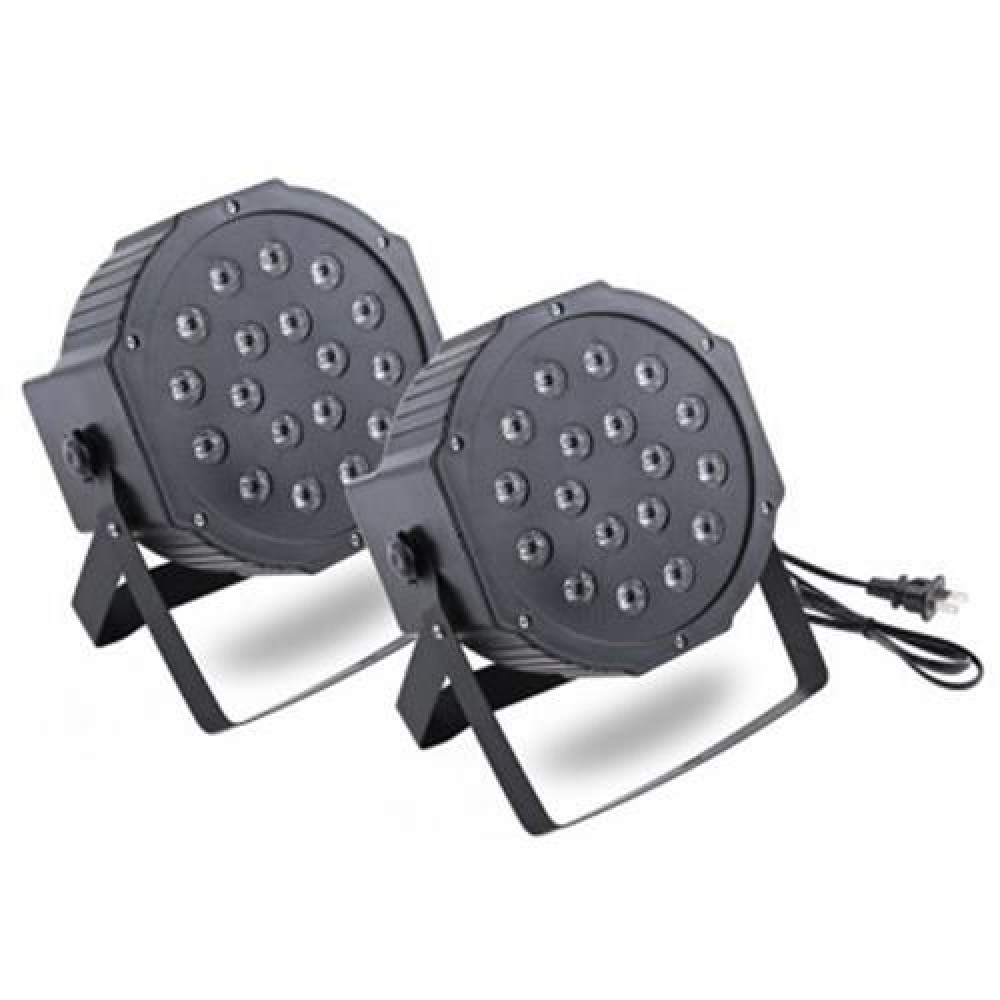 2PCS 18W LED RGB STAGE PAR LIGHT WITH DMX-512 CONTROL FOR DISCO DJ (BLACK)