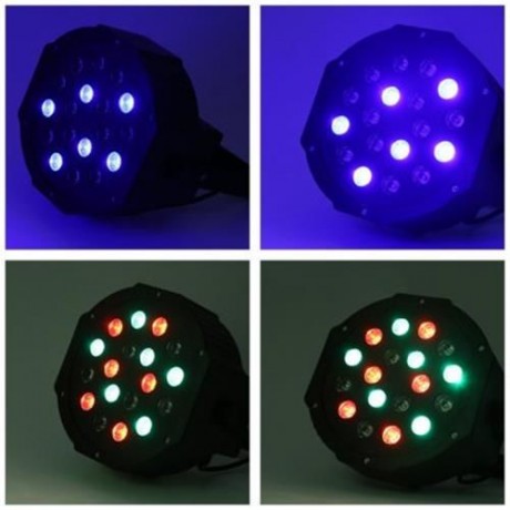 2PCS 18W LED RGB STAGE PAR LIGHT WITH DMX-512 CONTROL FOR DISCO DJ (BLACK)