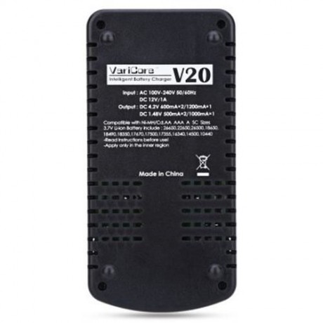 VARICORE V20 1A 2 SLOTS NI-MH / CD AA AAA A SC 18650 BATTERY CHARGER (BLACK)