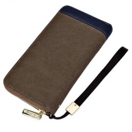 BAELLERRY PATCHWORK CANVAS PORTABLE CLUTCH WALLET FOR MEN (COFFEE)