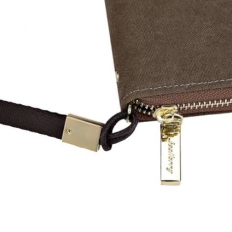 BAELLERRY PATCHWORK CANVAS PORTABLE CLUTCH WALLET FOR MEN (COFFEE)