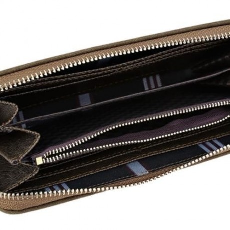 BAELLERRY PATCHWORK CANVAS PORTABLE CLUTCH WALLET FOR MEN (COFFEE)