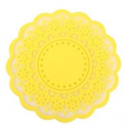 SILICONE LACE FLOWER CUP COASTER PAD NONSLIP CUSHION PLACEMENT (YELLOW)
