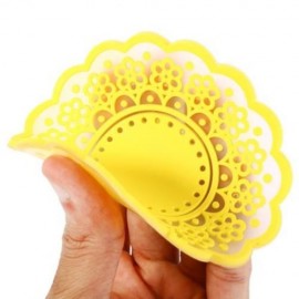 SILICONE LACE FLOWER CUP COASTER PAD NONSLIP CUSHION PLACEMENT (YELLOW)