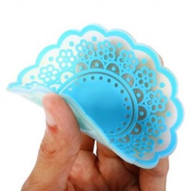 SILICONE LACE FLOWER CUP COASTER PAD NONSLIP CUSHION PLACEMENT (BLUE)