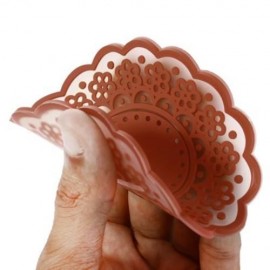 SILICONE LACE FLOWER CUP COASTER PAD NONSLIP CUSHION PLACEMENT (COFFEE)