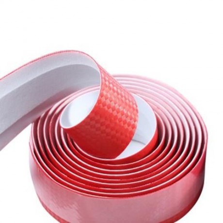 LIGHTWEIGHT HANDLEBAR TAPE WITH BAR PLUG CARBON FIBER BELT STRAP (RED)