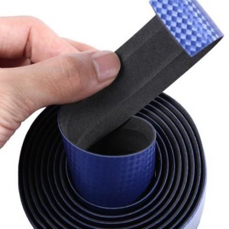 LIGHTWEIGHT HANDLEBAR TAPE WITH BAR PLUG CARBON FIBER BELT STRAP (BLUE)