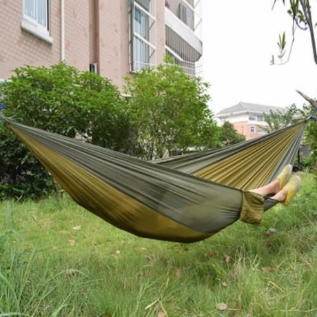 PORTABLE PARACHUTE NYLON FABRIC HAMMOCK FOR TWO PERSON LOVER FAMILY OUTDOOR TRAVEL CAMPING