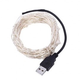10M 100 LEDS COPPER STRING LIGHT WIRE LED CHRISTMAS LAMP WITH USB (WHITE)