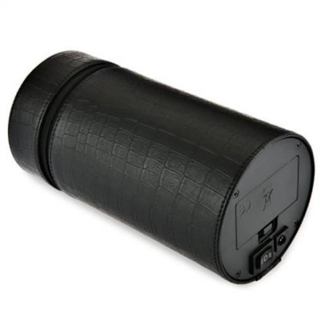 JA1302 AUTO SILENT WATCH WINDER CYLINDER SHAPE WRISTWATCH BOX WITH US PLUG (BLACK)