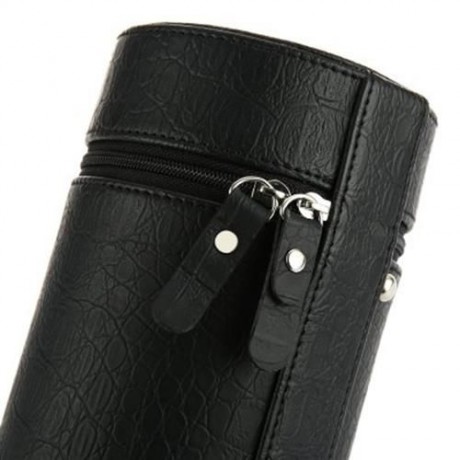 JA1302 AUTO SILENT WATCH WINDER CYLINDER SHAPE WRISTWATCH BOX WITH US PLUG (BLACK)