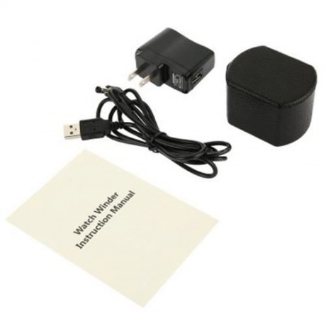 JA1302 AUTO SILENT WATCH WINDER CYLINDER SHAPE WRISTWATCH BOX WITH US PLUG (BLACK)