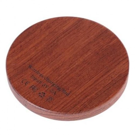 WT - 510 QI WIRELESS CHARGER TRANSMITTER WOODEN PAD ROUND LAUNCHER WITH INDICATOR LIGHT (B