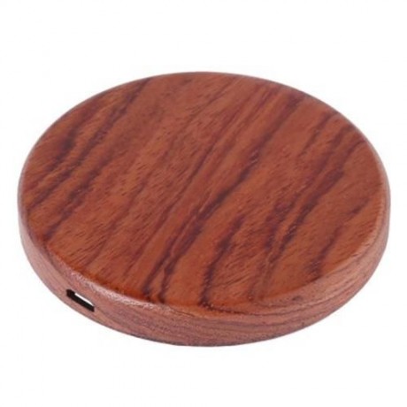 WT - 510 QI WIRELESS CHARGER TRANSMITTER WOODEN PAD ROUND LAUNCHER WITH INDICATOR LIGHT (B