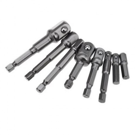8 SIZES CHROME VANADIUM STEEL SOCKET ADAPTER POWER HEX SHANK SET EXTENSION DRILL BITS (SIL