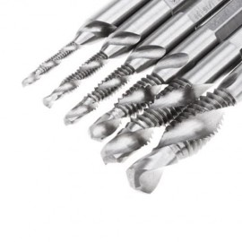 6PCS HSS INCH HEX SHANK COMBINATION DRILL BITS TAP COUNTERSINK SET (SILVER)