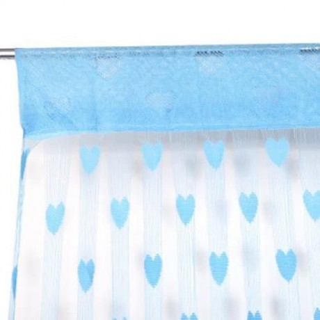 2 X 1M ROMANTIC HEART SHAPE LINE TASSEL STRING DOOR CURTAIN ROOM WINDOW DIVIDER (AZURE)