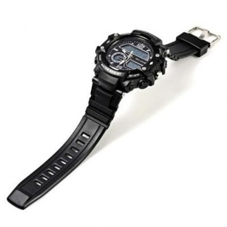 ALIKE AK15117 DUAL MOVT DAY DATE DISPLAY LED SPORTS WATCH PU STRAP (BLACK)