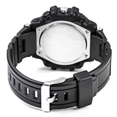 ALIKE AK15117 DUAL MOVT DAY DATE DISPLAY LED SPORTS WATCH PU STRAP (BLACK)