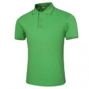 MALE SOLID COLOR TURN-DOWN COLLAR SHORT SLEEVE POLO SHIRT (GREEN)