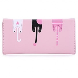 GUAPABIEN SWEET CAT SNAP FASTENER LONG HORIZONTAL WALLET FOR GIRL (PINK)