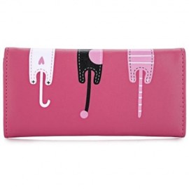 GUAPABIEN SWEET CAT SNAP FASTENER LONG HORIZONTAL WALLET FOR GIRL (RED)