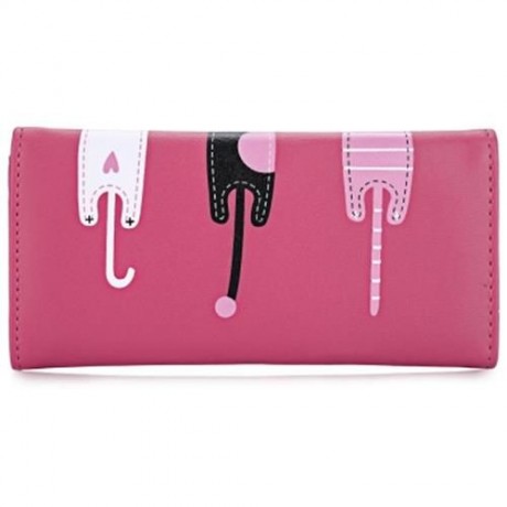 GUAPABIEN SWEET CAT SNAP FASTENER LONG HORIZONTAL WALLET FOR GIRL (RED)