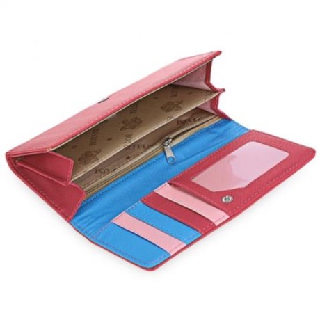 GUAPABIEN SWEET CAT SNAP FASTENER LONG HORIZONTAL WALLET FOR GIRL (WATERMELON RED)