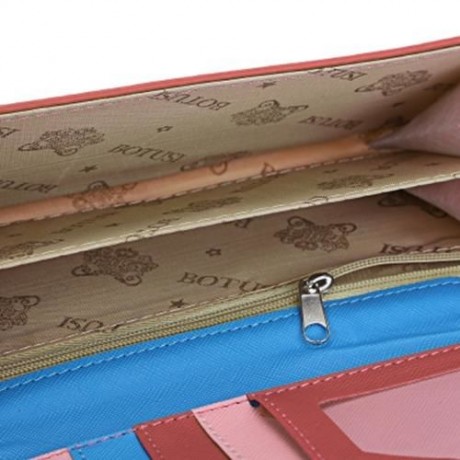 GUAPABIEN SWEET CAT SNAP FASTENER LONG HORIZONTAL WALLET FOR GIRL (WATERMELON RED)