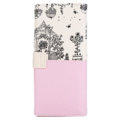 GUAPABIEN LANDSCAPE IMAGE PRINT LETTER EMBELLISHMENT SNAP FASTENER LONG CLUTCH WALLET (PIN