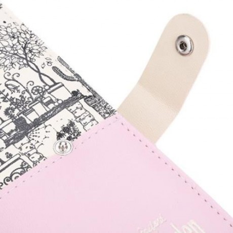 GUAPABIEN LANDSCAPE IMAGE PRINT LETTER EMBELLISHMENT SNAP FASTENER LONG CLUTCH WALLET (PIN
