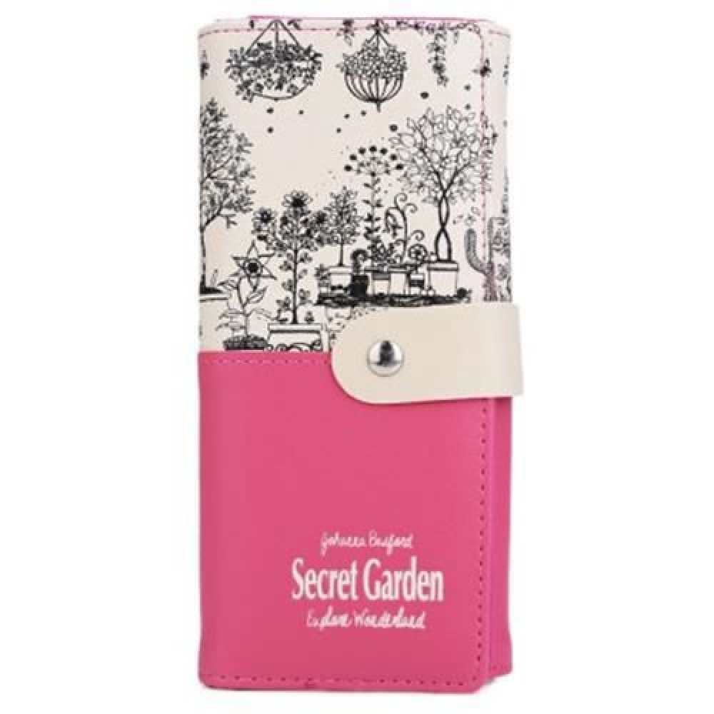 GUAPABIEN LANDSCAPE IMAGE PRINT LETTER EMBELLISHMENT SNAP FASTENER LONG CLUTCH WALLET (ROS