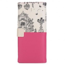 GUAPABIEN LANDSCAPE IMAGE PRINT LETTER EMBELLISHMENT SNAP FASTENER LONG CLUTCH WALLET (ROS