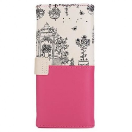 GUAPABIEN LANDSCAPE IMAGE PRINT LETTER EMBELLISHMENT SNAP FASTENER LONG CLUTCH WALLET (ROS