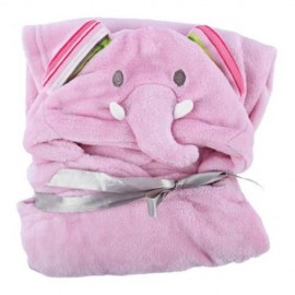 FLANNEL BABY BATH TOWEL CARTOON STYLE CLOAK (PINK)